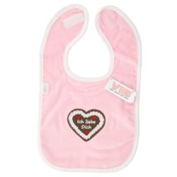 Slabbetje luxe velours - Ich liebe dich roze/ wit - 1 stuks
