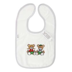 Slabbetje luxe velours - Tiroler bears wit/ grijs - 1 stuks