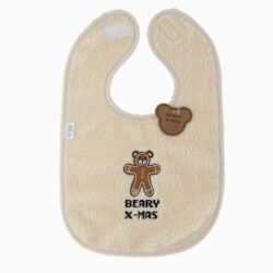 Slabbetje luxe velours - teddy beige 'BEARY X-MAS' - 1 stuks Slabbetje luxe velours - teddy beige 'BEARY X-MAS' - 1 stuks