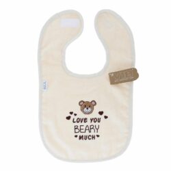 Slabbetje luxe velours - love you BEARY much beige - 1 stuks