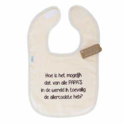 Slabbetje luxe velours - allercoolste papa beige - 1 stuks