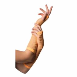 Vingerloze visnet handschoenen elleboog - neon oranje - per paar