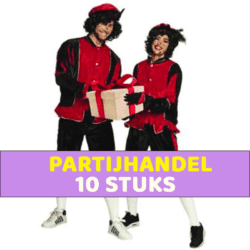 Partijhandel 10 stuks - Pieten pak Zwart / Rood Volwassen XXL