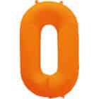 Folieballon cijfer 0 - neon oranje - 86 cm