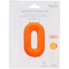 Folieballon cijfer 0 - neon oranje - 86 cm