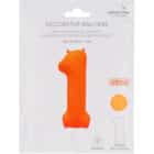 Folieballon cijfer 1 - neon oranje - 86 cm