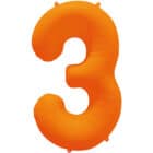 Folieballon cijfer 3 - neon oranje - 86 cm