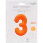 Folieballon cijfer 3 - neon oranje - 86 cm