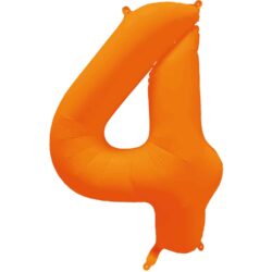 Folieballon cijfer 4 - neon oranje - 86 cm Folieballon cijfer 4 - neon oranje - 86 cm