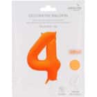 Folieballon cijfer 4 - neon oranje - 86 cm