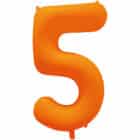 Folieballon cijfer 5 - neon oranje - 86 cm