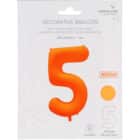 Folieballon cijfer 5 - neon oranje - 86 cm