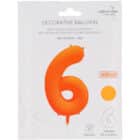 Folieballon cijfer 6 - neon oranje - 86 cm