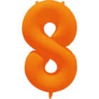 Folieballon cijfer 8 - neon oranje - 86 cm