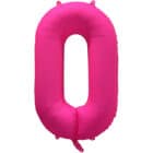 Folieballon cijfer 0 - neon roze - 86 cm