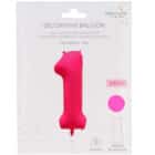 Folieballon cijfer 1 - neon roze - 86 cm