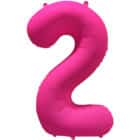 Folieballon cijfer 2 - neon roze - 86 cm