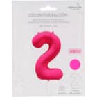 Folieballon cijfer 2 - neon roze - 86 cm