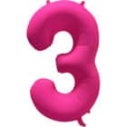 Folieballon cijfer 3 - neon roze - 86 cm