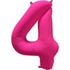 Folieballon cijfer 4 - neon roze - 86 cm