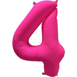 Folieballon cijfer 4 - neon roze - 86 cm