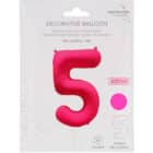 Folieballon cijfer 5 - neon roze - 86 cm