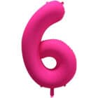Folieballon cijfer 6 - neon roze - 86 cm