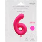 Folieballon cijfer 6 - neon roze - 86 cm