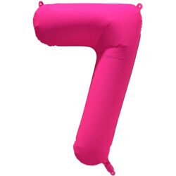 Folieballon cijfer 7 - neon roze - 86 cm