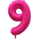 Folieballon cijfer 9 - neon roze - 86 cm