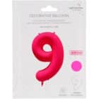 Folieballon cijfer 9 - neon roze - 86 cm