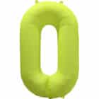 Folieballon cijfer 0 - neon geel - 86 cm