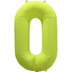 Folieballon cijfer 0 - neon geel - 86 cm Folieballon cijfer 0 - neon geel - 86 cm