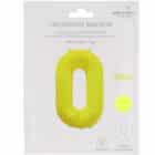 Folieballon cijfer 0 - neon geel - 86 cm