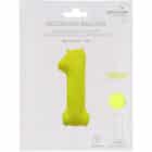Folieballon cijfer 1 - neon geel - 86 cm