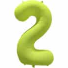 Folieballon cijfer 2 - neon geel - 86 cm