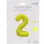 Folieballon cijfer 2 - neon geel - 86 cm