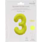 Folieballon cijfer 3 - neon geel - 86 cm