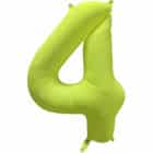 Folieballon cijfer 4 - neon geel - 86 cm