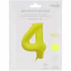 Folieballon cijfer 4 - neon geel - 86 cm