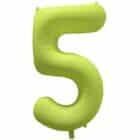 Folieballon cijfer 5 - neon geel - 86 cm