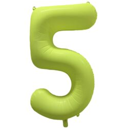 Folieballon cijfer 5 - neon geel - 86 cm