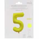 Folieballon cijfer 5 - neon geel - 86 cm