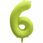 Folieballon cijfer 6 - neon geel - 86 cm