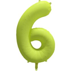 Folieballon cijfer 6 - neon geel - 86 cm Folieballon cijfer 6 - neon geel - 86 cm