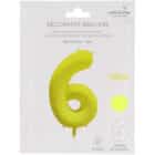 Folieballon cijfer 6 - neon geel - 86 cm
