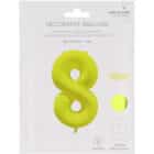Folieballon cijfer 8 - neon geel - 86 cm