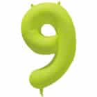 Folieballon cijfer 9 - neon geel - 86 cm
