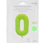 Folieballon cijfer 0 - neon groen - 86 cm