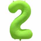 Folieballon cijfer 2 - neon groen - 86 cm